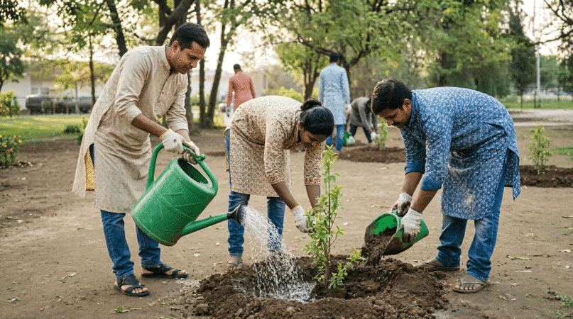 Volunteers feeding