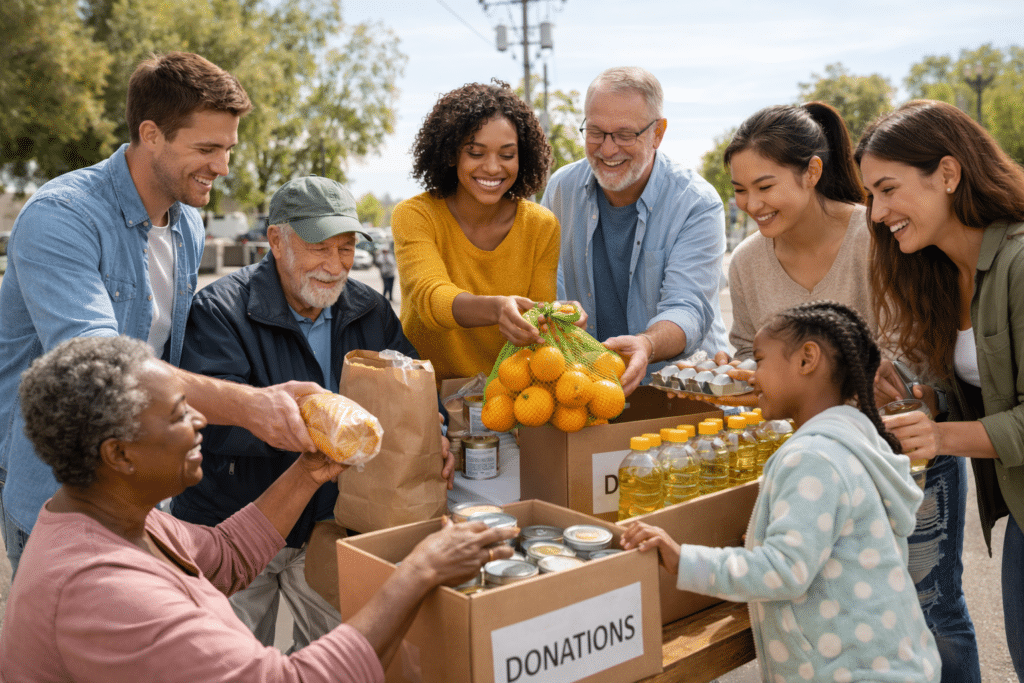 volunteers helping community together
